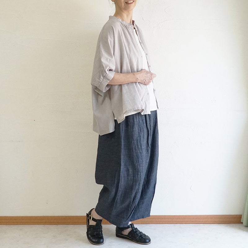 Branch m‘.,ブランチエム,ナチュラル,30代,40代,50代,60代,コットンリネン,ゆったり,ブラウス,綿麻ブラウス,ドルマンブラウス,プルオーバー,プルオーバーブラウス,チェック,チェックブラウス