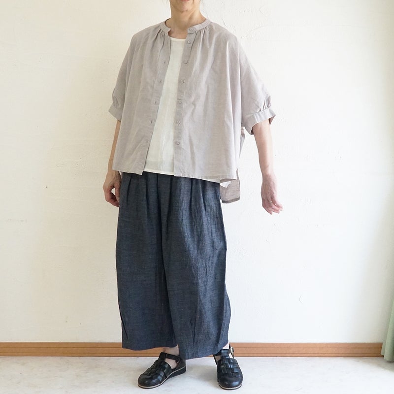 Branch m‘.,ブランチエム,ナチュラル,30代,40代,50代,60代,コットンリネン,ゆったり,ブラウス,綿麻ブラウス,ドルマンブラウス,プルオーバー,プルオーバーブラウス,チェック,チェックブラウス