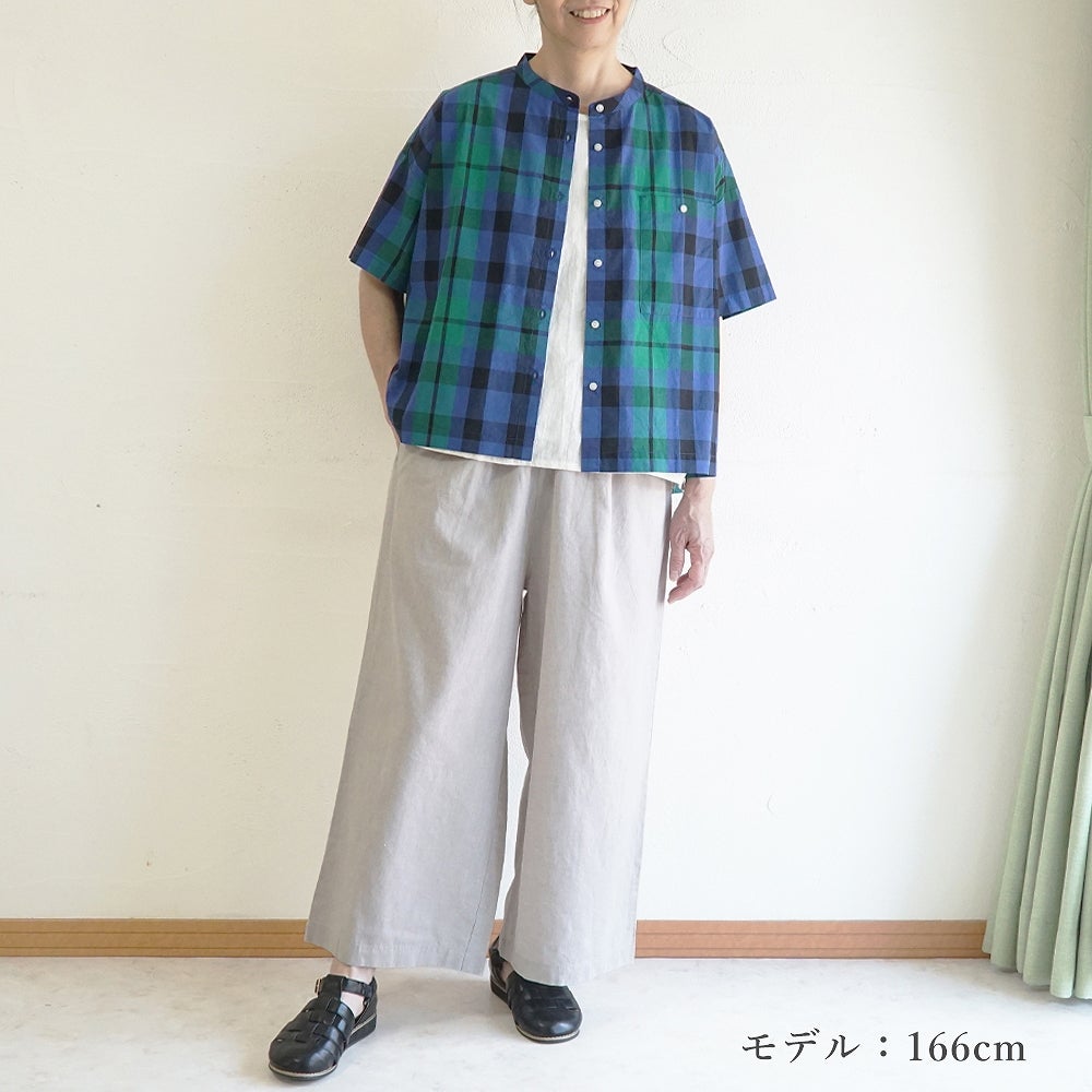 Branch m‘.,ブランチエム,ナチュラル,30代,40代,50代,60代,コットン,綿,ゆったり,ブラウス,綿ブラウス,シャツ,コットンシャツ,コットンブラウス,チェック,チェックブラウス、チェックシャツ