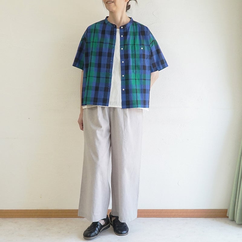 Branch m‘.,ブランチエム,ナチュラル,30代,40代,50代,60代,コットン,綿,ゆったり,ブラウス,綿ブラウス,シャツ,コットンシャツ,コットンブラウス,チェック,チェックブラウス、チェックシャツ