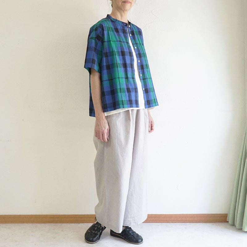 Branch m‘.,ブランチエム,ナチュラル,30代,40代,50代,60代,コットン,綿,ゆったり,ブラウス,綿ブラウス,シャツ,コットンシャツ,コットンブラウス,チェック,チェックブラウス、チェックシャツ