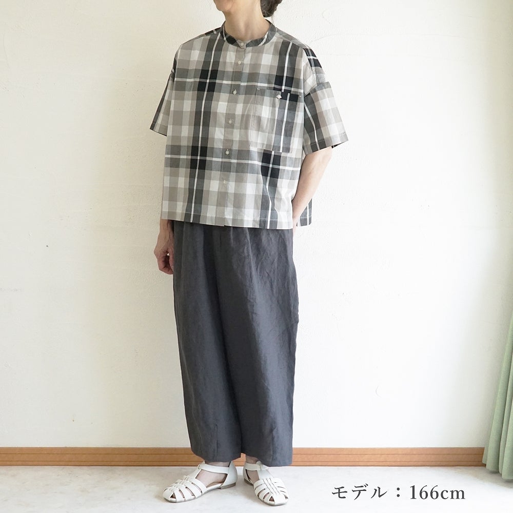 Branch m‘.,ブランチエム,ナチュラル,30代,40代,50代,60代,コットン,綿,ゆったり,ブラウス,綿ブラウス,シャツ,コットンシャツ,コットンブラウス,チェック,チェックブラウス、チェックシャツ
