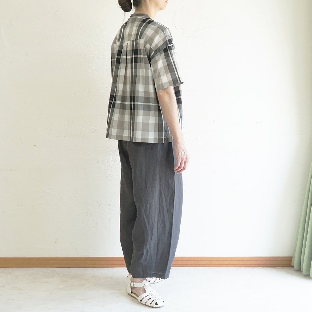 Branch m‘.,ブランチエム,ナチュラル,30代,40代,50代,60代,コットン,綿,ゆったり,ブラウス,綿ブラウス,シャツ,コットンシャツ,コットンブラウス,チェック,チェックブラウス、チェックシャツ