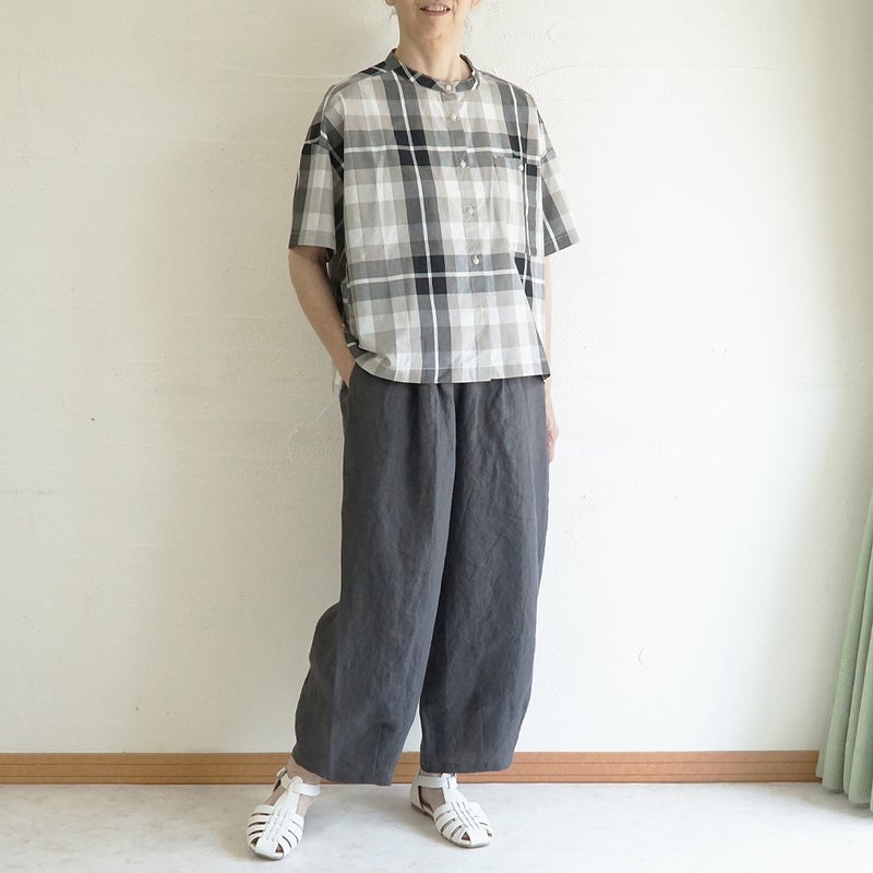 Branch m‘.,ブランチエム,ナチュラル,30代,40代,50代,60代,コットン,綿,ゆったり,ブラウス,綿ブラウス,シャツ,コットンシャツ,コットンブラウス,チェック,チェックブラウス、チェックシャツ