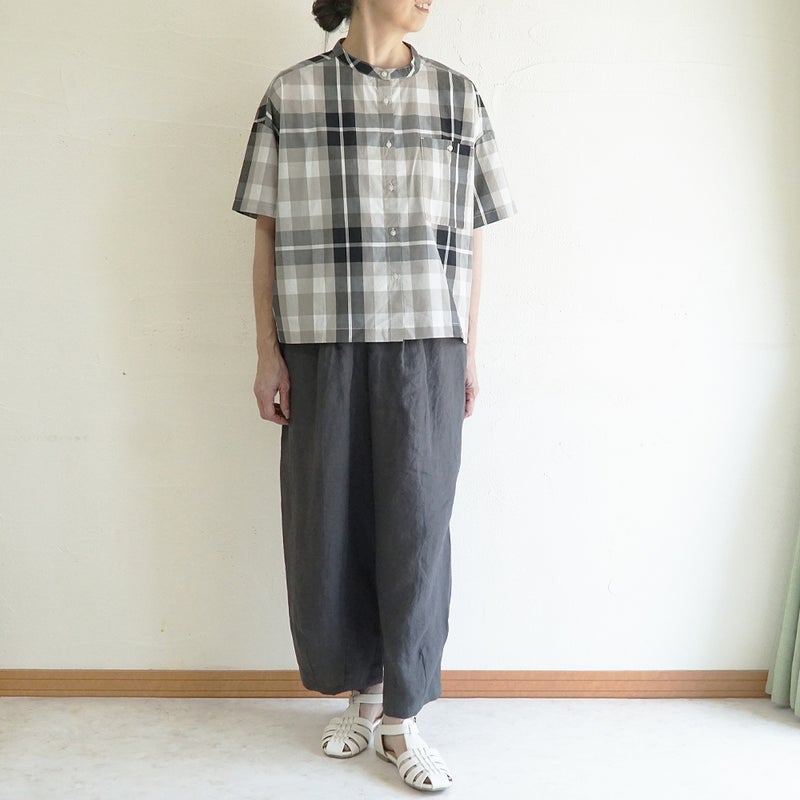 Branch m‘.,ブランチエム,ナチュラル,30代,40代,50代,60代,コットン,綿,ゆったり,ブラウス,綿ブラウス,シャツ,コットンシャツ,コットンブラウス,チェック,チェックブラウス、チェックシャツ