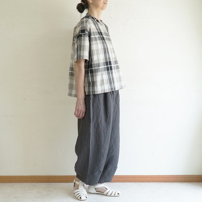 Branch m‘.,ブランチエム,ナチュラル,30代,40代,50代,60代,コットン,綿,ゆったり,ブラウス,綿ブラウス,シャツ,コットンシャツ,コットンブラウス,チェック,チェックブラウス、チェックシャツ