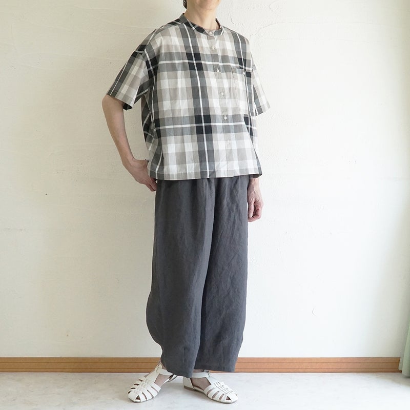 Branch m‘.,ブランチエム,ナチュラル,30代,40代,50代,60代,コットン,綿,ゆったり,ブラウス,綿ブラウス,シャツ,コットンシャツ,コットンブラウス,チェック,チェックブラウス、チェックシャツ