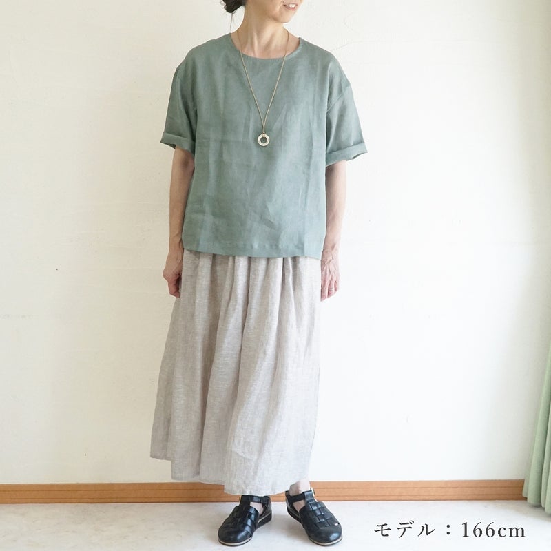 Branch m‘.,ブランチエム,ナチュラル,30代,40代,50代,60代,リネン,ゆったり,麻,プルオーバー,リネンプルオーバー,リネンブラウス,ブラウス,Tシャツ,