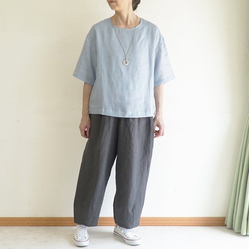 Branch m‘.,ブランチエム,ナチュラル,30代,40代,50代,60代,リネン,ゆったり,麻,プルオーバー,リネンプルオーバー,リネンブラウス,ブラウス,Tシャツ,
