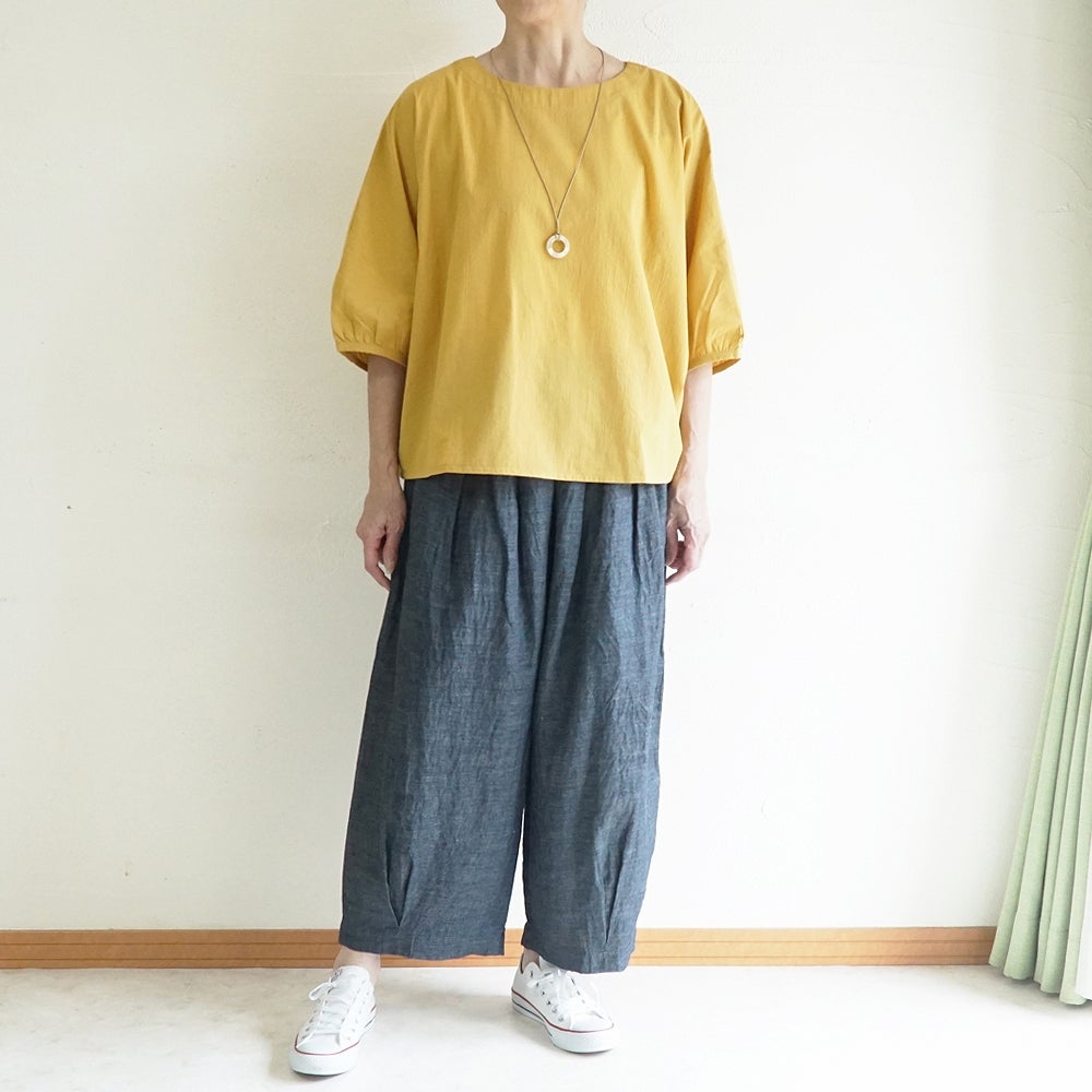 Branch m‘.,ブランチエム,ナチュラル,30代,40代,50代,60代,コットン,ゆったり,綿,チェック,ドルマンブラウス,ドルマンシルエット,プルオーバーブラウス,プルオーバー,