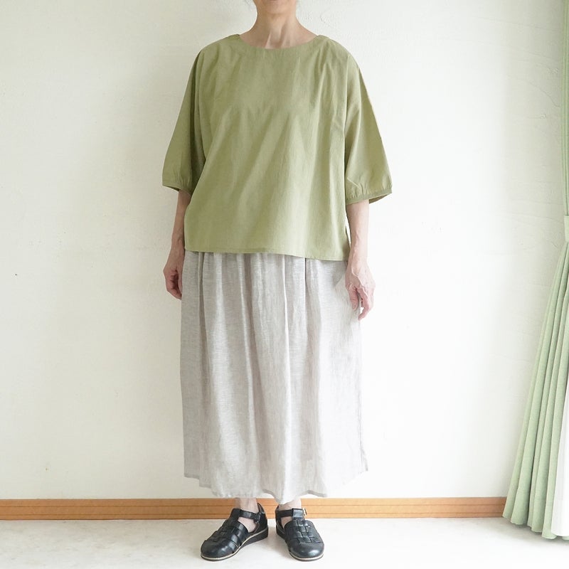 Branch m‘.,ブランチエム,ナチュラル,30代,40代,50代,60代,コットン,ゆったり,綿,チェック,ドルマンブラウス,ドルマンシルエット,プルオーバーブラウス,プルオーバー,