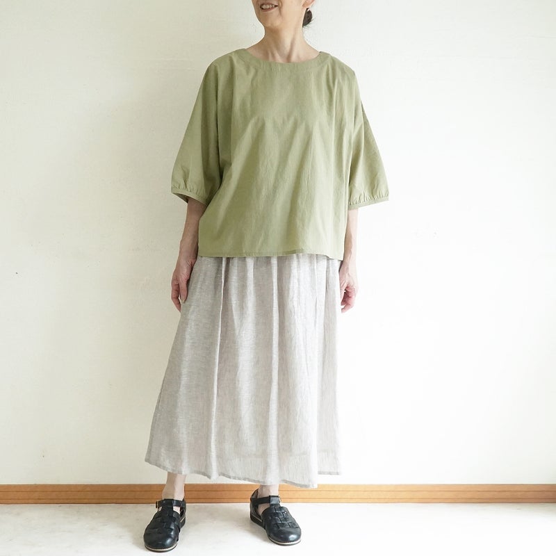 Branch m‘.,ブランチエム,ナチュラル,30代,40代,50代,60代,コットン,ゆったり,綿,チェック,ドルマンブラウス,ドルマンシルエット,プルオーバーブラウス,プルオーバー,