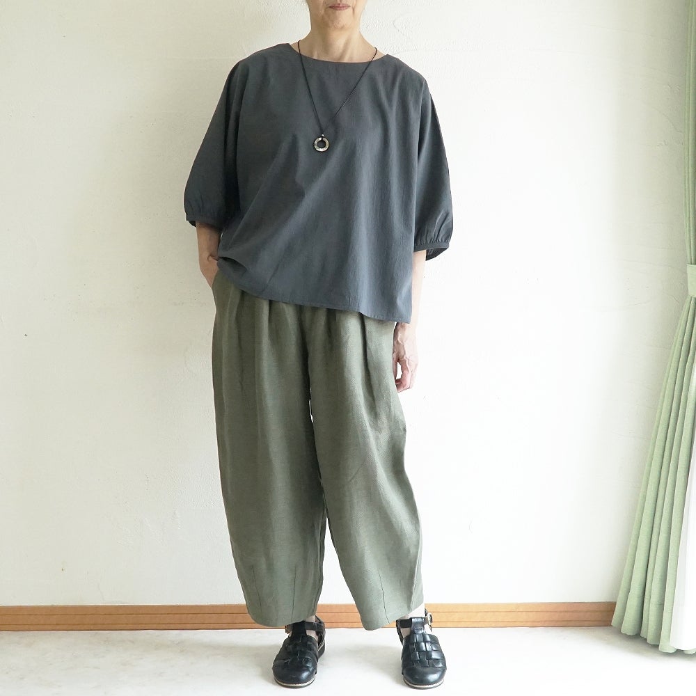 Branch m‘.,ブランチエム,ナチュラル,30代,40代,50代,60代,コットン,ゆったり,綿,チェック,ドルマンブラウス,ドルマンシルエット,プルオーバーブラウス,プルオーバー,