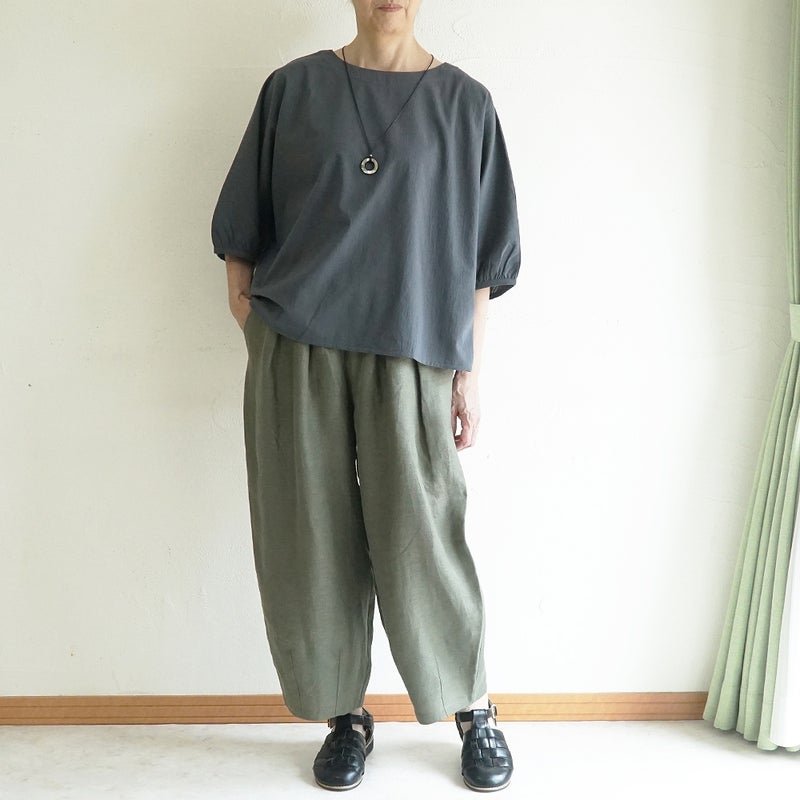 Branch m‘.,ブランチエム,ナチュラル,30代,40代,50代,60代,コットン,ゆったり,綿,チェック,ドルマンブラウス,ドルマンシルエット,プルオーバーブラウス,プルオーバー,