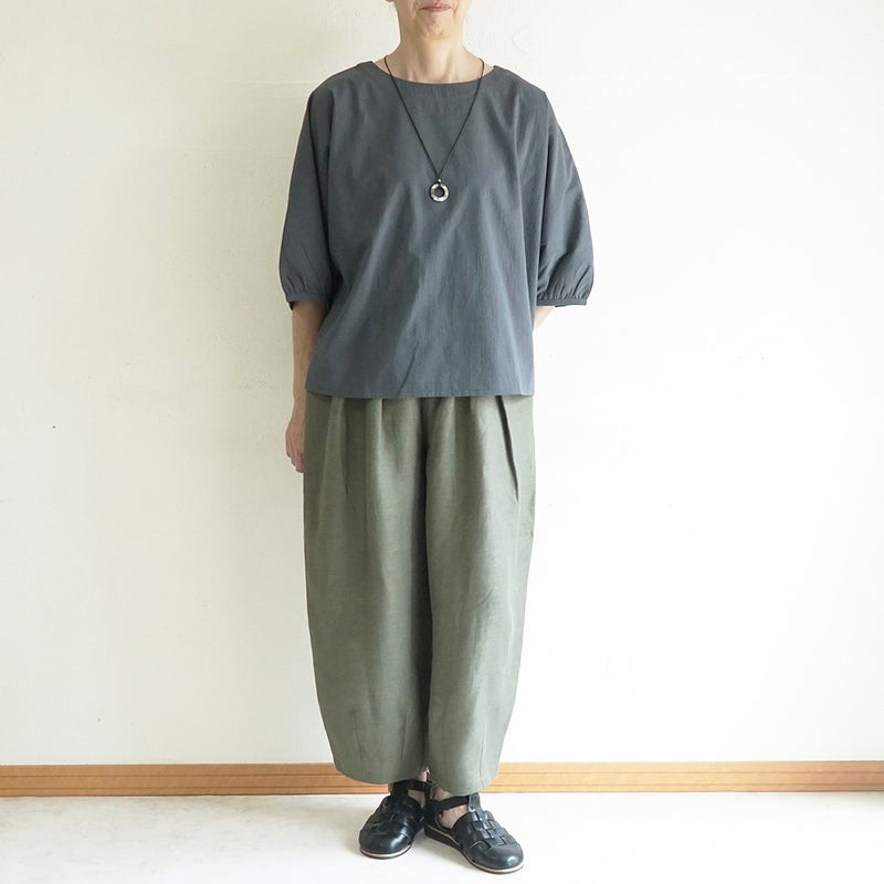 Branch m‘.,ブランチエム,ナチュラル,30代,40代,50代,60代,コットン,ゆったり,綿,チェック,ドルマンブラウス,ドルマンシルエット,プルオーバーブラウス,プルオーバー,