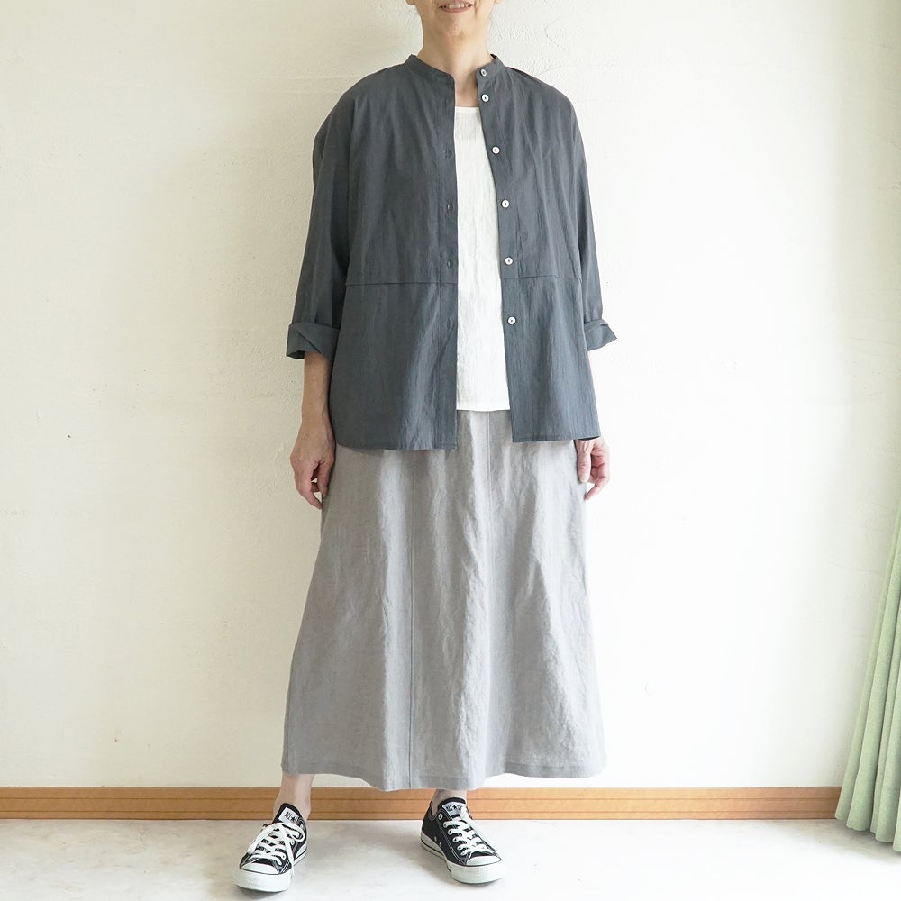 Branch m‘.,ブランチエム,ナチュラル,30代,40代,50代,60代,コットン,ゆったり,綿,ブラウス,シャツ,チュニック,チュニックブラウス,チュニックシャツ,バンドカラーブラウス,バンドカラーシャツ,バンドカラーチュニック,バンドカラー