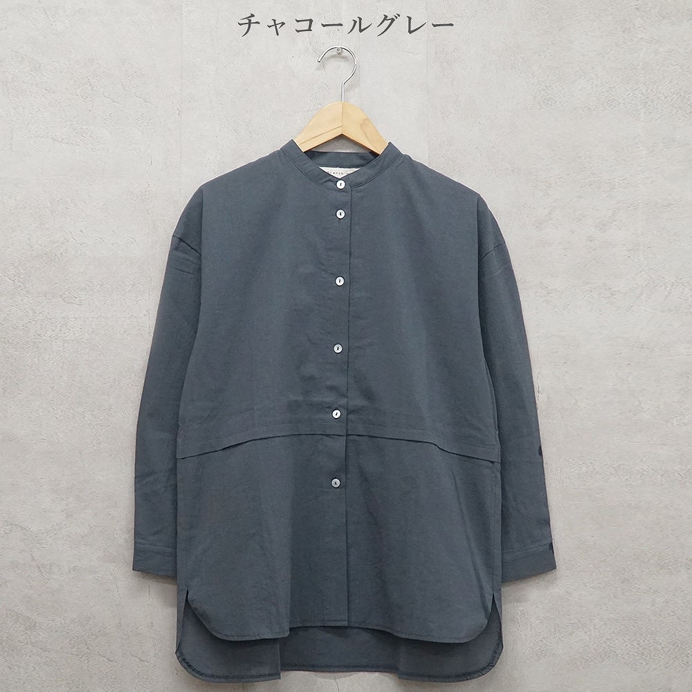 Branch m‘.,ブランチエム,ナチュラル,30代,40代,50代,60代,コットン,ゆったり,綿,ブラウス,シャツ,チュニック,チュニックブラウス,チュニックシャツ,バンドカラーブラウス,バンドカラーシャツ,バンドカラーチュニック,バンドカラー