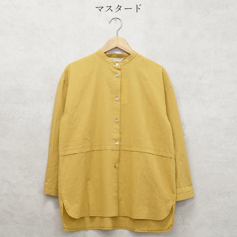 Branch m‘.,ブランチエム,ナチュラル,30代,40代,50代,60代,コットン,ゆったり,綿,ブラウス,シャツ,チュニック,チュニックブラウス,チュニックシャツ,バンドカラーブラウス,バンドカラーシャツ,バンドカラーチュニック,バンドカラー