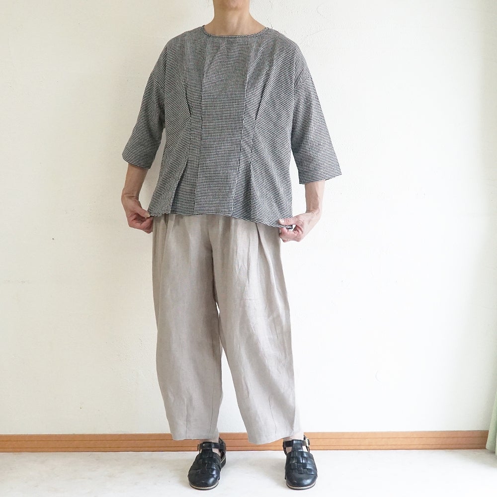 Branch m‘.,ブランチエム,ナチュラル,30代,40代,50代,60代,コットン,ゆったり,綿,ブラウス,プルオーバー,タック,コットンリネン,