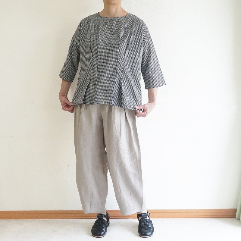 Branch m‘.,ブランチエム,ナチュラル,30代,40代,50代,60代,コットン,ゆったり,綿,ブラウス,プルオーバー,タック,コットンリネン,