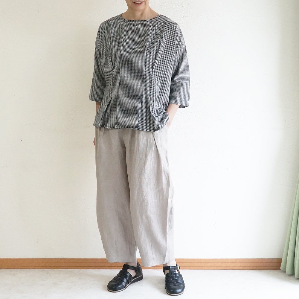 Branch m‘.,ブランチエム,ナチュラル,30代,40代,50代,60代,コットン,ゆったり,綿,ブラウス,プルオーバー,タック,コットンリネン,