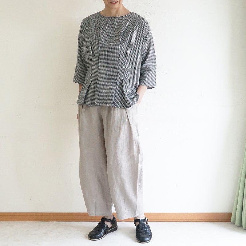 Branch m‘.,ブランチエム,ナチュラル,30代,40代,50代,60代,コットン,ゆったり,綿,ブラウス,プルオーバー,タック,コットンリネン,