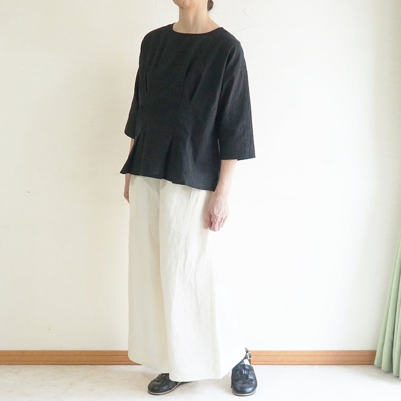 Branch m‘.,ブランチエム,ナチュラル,30代,40代,50代,60代,コットン,ゆったり,綿,ブラウス,プルオーバー,タック,コットンリネン,