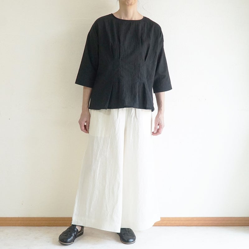 Branch m‘.,ブランチエム,ナチュラル,30代,40代,50代,60代,コットン,ゆったり,綿,ブラウス,プルオーバー,タック,コットンリネン,