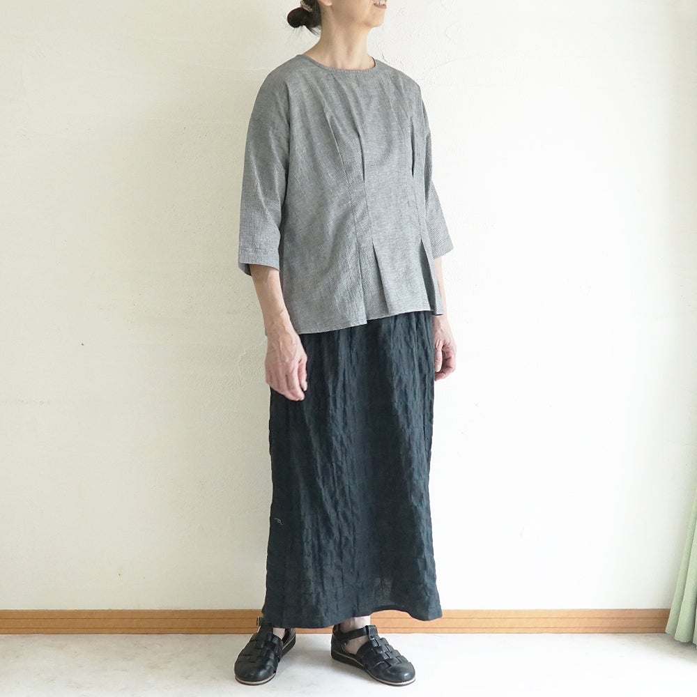 Branch m‘.,ブランチエム,ナチュラル,30代,40代,50代,60代,コットン,ゆったり,綿,ブラウス,プルオーバー,タック,コットンリネン,