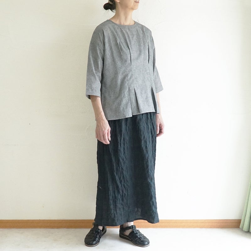 Branch m‘.,ブランチエム,ナチュラル,30代,40代,50代,60代,コットン,ゆったり,綿,ブラウス,プルオーバー,タック,コットンリネン,