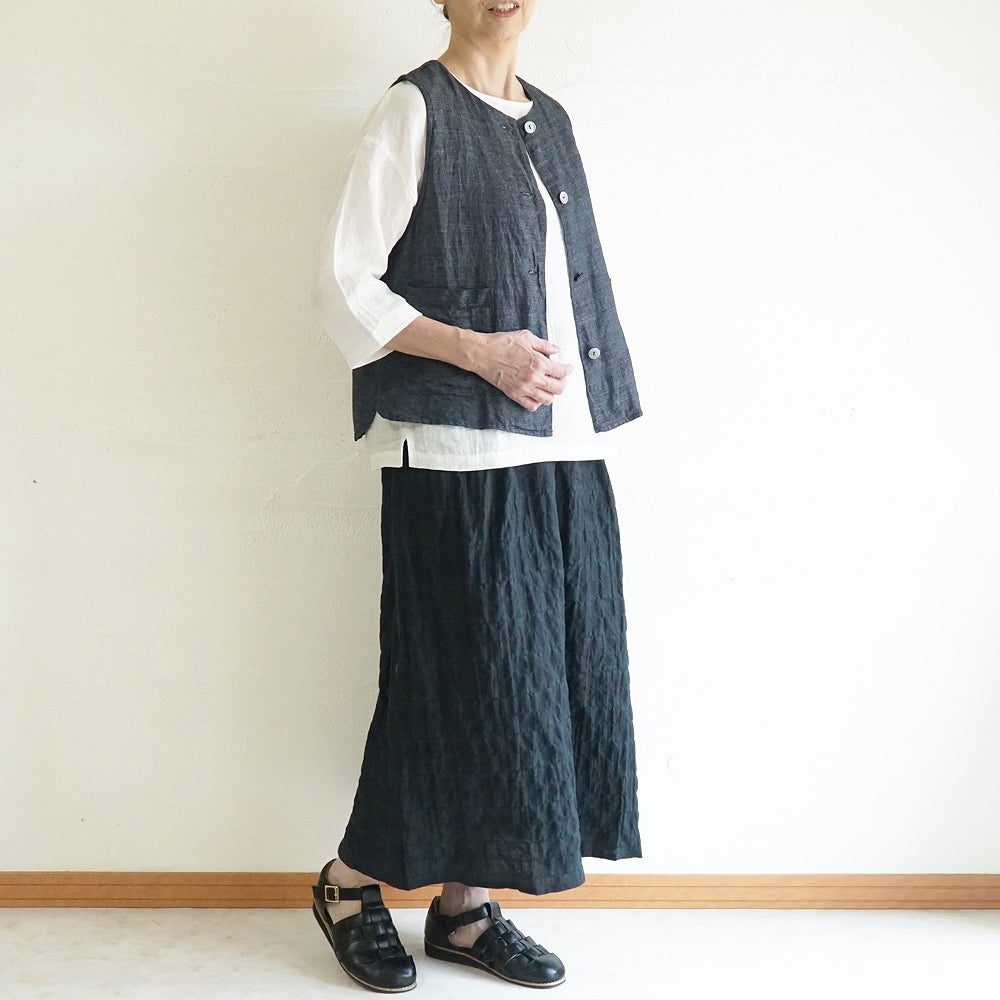 Branch m‘.,ブランチエム,ナチュラル,30代,40代,50代,60代,リネン,ゆったり,麻,ベスト,リネンベスト,デニム,デニムベスト,リネンデニム,