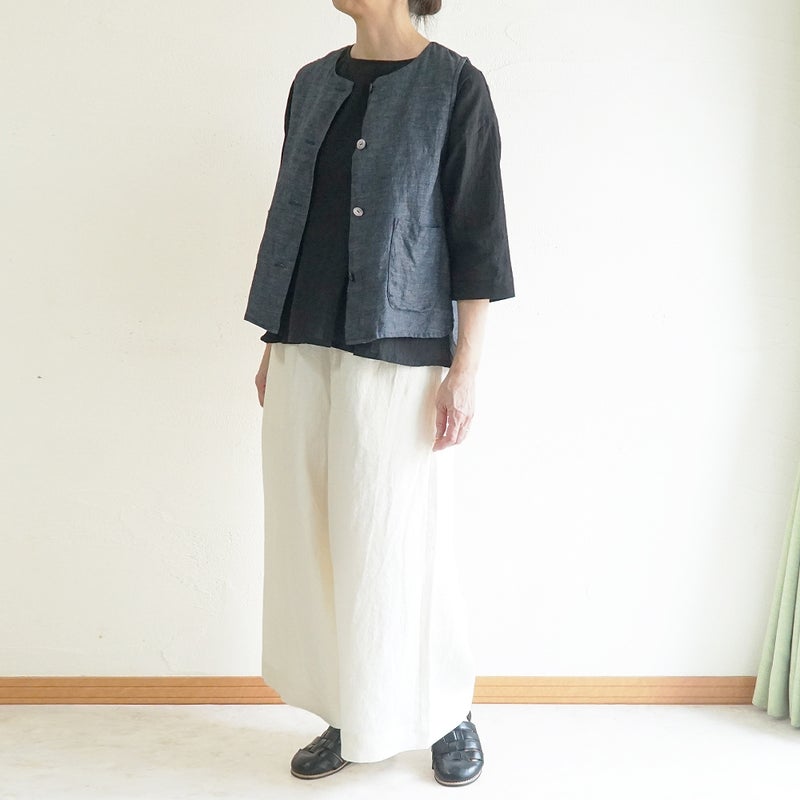 Branch m‘.,ブランチエム,ナチュラル,30代,40代,50代,60代,リネン,ゆったり,麻,ベスト,リネンベスト,デニム,デニムベスト,リネンデニム,
