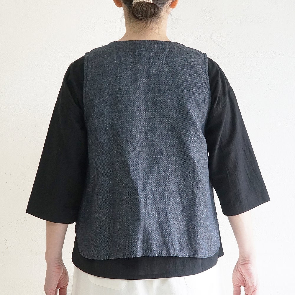 Branch m‘.,ブランチエム,ナチュラル,30代,40代,50代,60代,リネン,ゆったり,麻,ベスト,リネンベスト,デニム,デニムベスト,リネンデニム,
