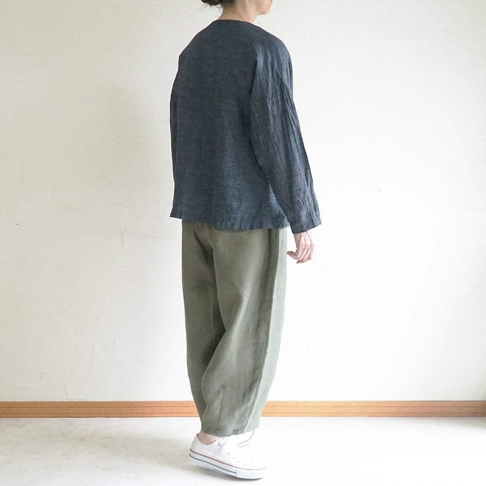 Branch m‘.,ブランチエム,ナチュラル,30代,40代,50代,60代,リネン,ゆったり,麻,ジャケット,リネンジャケット,デニム,デニムｈジャケット,リネンデニム,羽織,Vネック,Vネックジャケット,ライトアウター