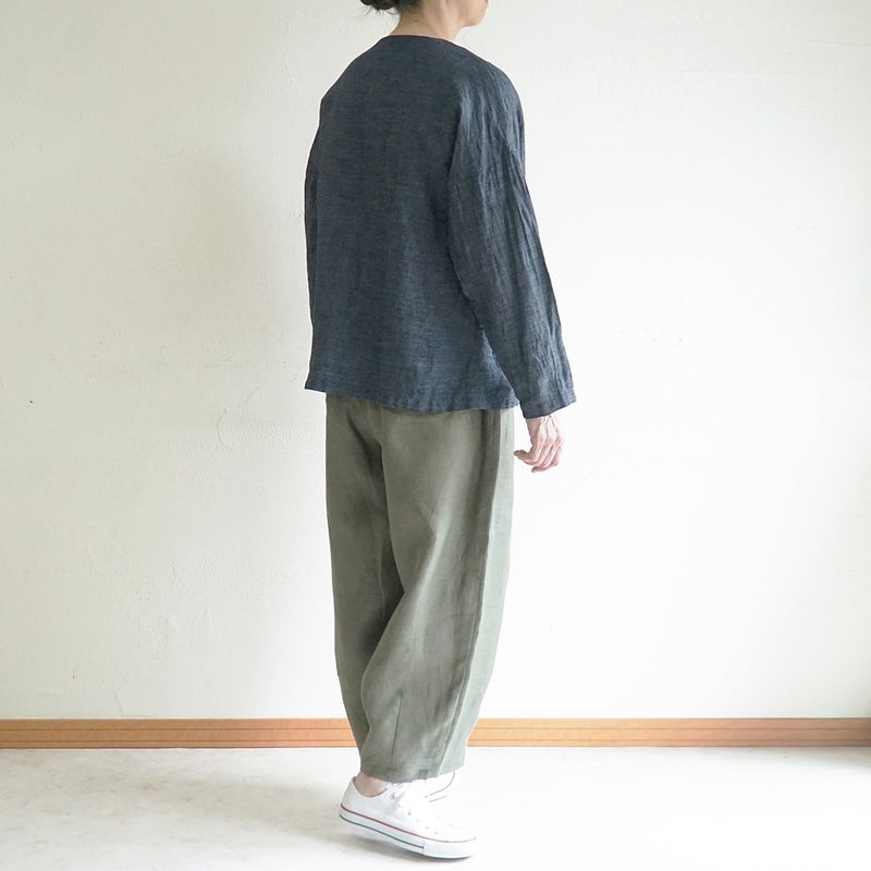 Branch m‘.,ブランチエム,ナチュラル,30代,40代,50代,60代,リネン,ゆったり,麻,ジャケット,リネンジャケット,デニム,デニムｈジャケット,リネンデニム,羽織,Vネック,Vネックジャケット,ライトアウター