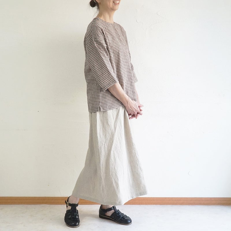 Branch m‘.,ブランチエム,ナチュラル,30代,40代,50代,60代,コットン,ゆったり,綿,ブラウス,プルオーバー,タック,コットンリネン,