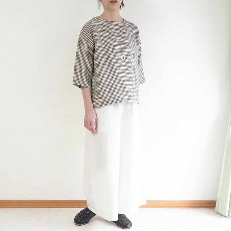 Branch m‘.,ブランチエム,ナチュラル,30代,40代,50代,60代,コットン,ゆったり,綿,ブラウス,プルオーバー,タック,コットンリネン,