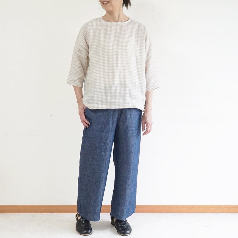 Branch m‘.,ブランチエム,ナチュラル,30代,40代,50代,60代,コットン,ゆったり,綿,ブラウス,プルオーバー,タック,コットンリネン,
