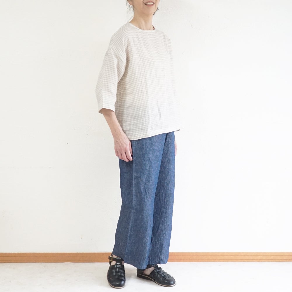 Branch m‘.,ブランチエム,ナチュラル,30代,40代,50代,60代,コットン,ゆったり,綿,ブラウス,プルオーバー,タック,コットンリネン,