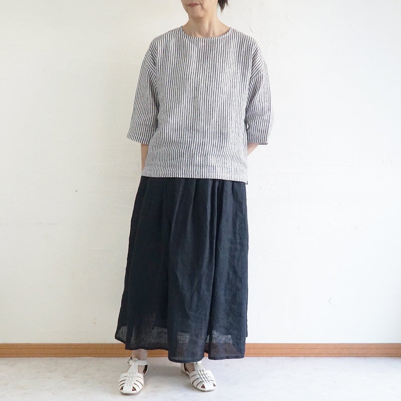 Branch m‘.,ブランチエム,ナチュラル,30代,40代,50代,60代,コットン,ゆったり,綿,ブラウス,プルオーバー,タック,コットンリネン,