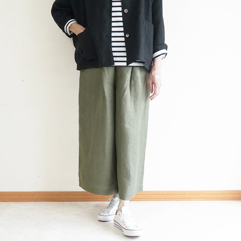 Branch m‘.,ブランチエム,ナチュラル,30代,40代,50代,60代,リネン,麻, ,ゆったり,ワイドパンツ,リネンワイドパンツ,リネンパンツ,パンツ,タックパンツ