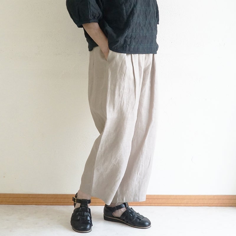 Branch m‘.,ブランチエム,ナチュラル,30代,40代,50代,60代,リネン,麻, ,ゆったり,ワイドパンツ,リネンワイドパンツ,リネンパンツ,パンツ,タックパンツ,フィグパンツ,コクーンパンツ
