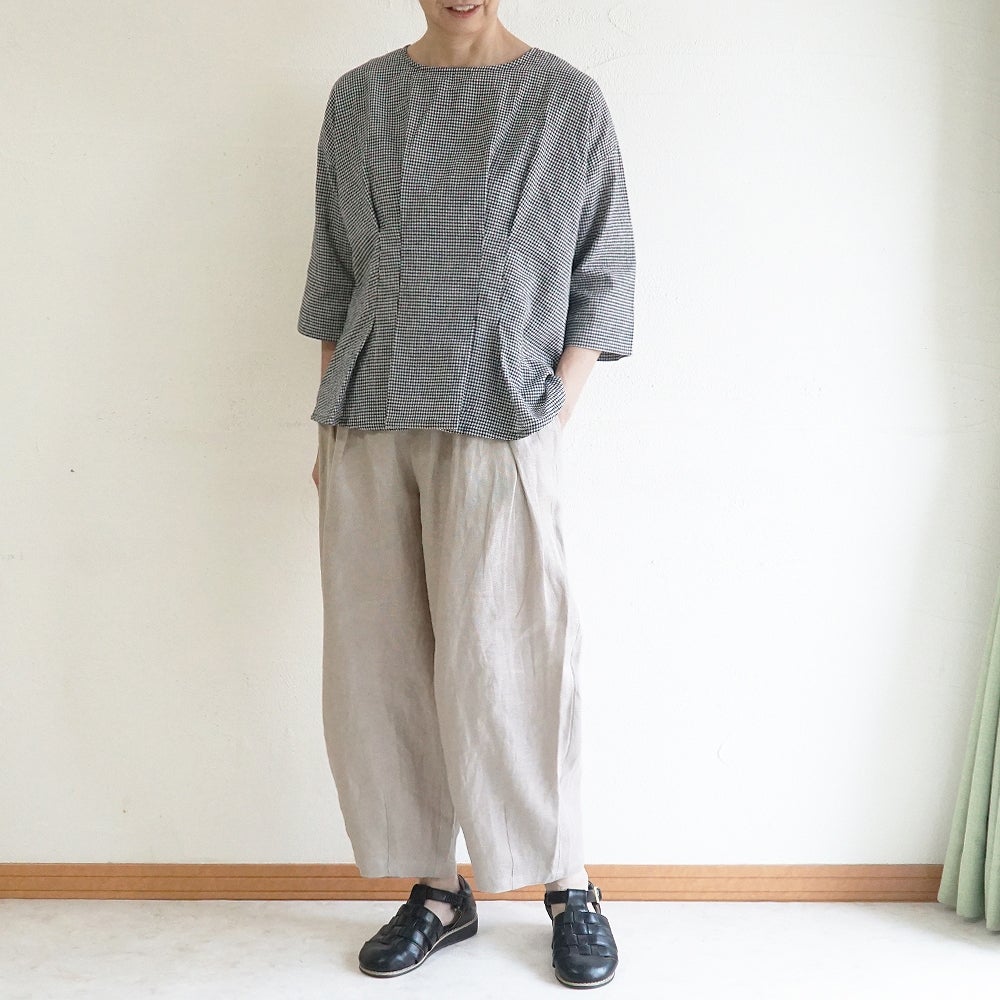 Branch m‘.,ブランチエム,ナチュラル,30代,40代,50代,60代,リネン,麻, ,ゆったり,ワイドパンツ,リネンワイドパンツ,リネンパンツ,パンツ,タックパンツ,フィグパンツ,コクーンパンツ