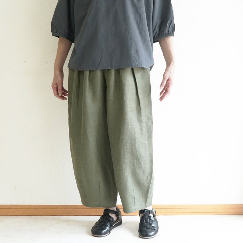 Branch m‘.,ブランチエム,ナチュラル,30代,40代,50代,60代,リネン,麻, ,ゆったり,ワイドパンツ,リネンワイドパンツ,リネンパンツ,パンツ,タックパンツ,フィグパンツ,コクーンパンツ