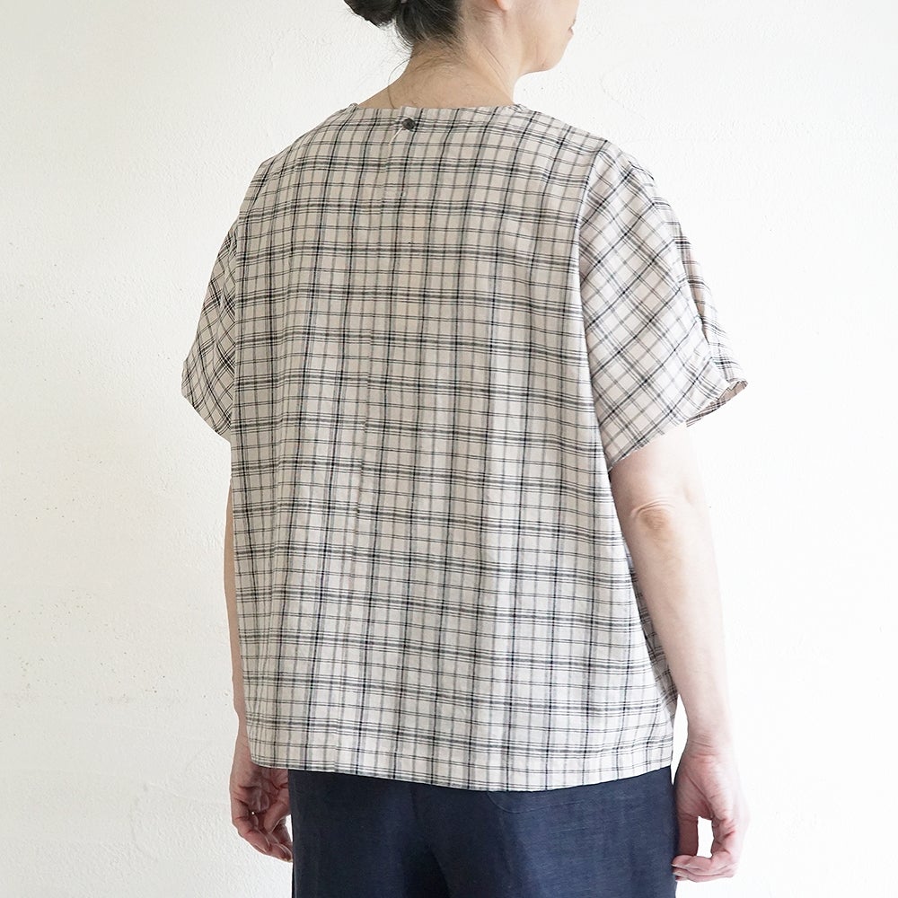 Branch m‘.,ブランチエム,ナチュラル,30代,40代,50代,60代,コーデセット,コーディネートセット,セット売り,ゆったり,リネン,プルオーバー,ブラウス,Tシャツ,プルオーバーブラウス,チェックブラウス,パンツ,リネン,リネンパンツ,ワイドパンツ,タックパンツ