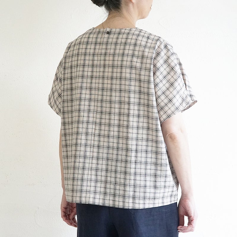 Branch m‘.,ブランチエム,ナチュラル,30代,40代,50代,60代,コーデセット,コーディネートセット,セット売り,ゆったり,リネン,プルオーバー,ブラウス,Tシャツ,プルオーバーブラウス,チェックブラウス,パンツ,リネン,リネンパンツ,ワイドパンツ,タックパンツ