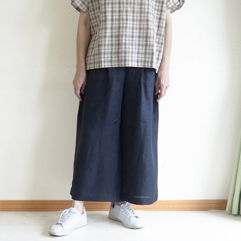 Branch m‘.,ブランチエム,ナチュラル,30代,40代,50代,60代,コーデセット,コーディネートセット,セット売り,ゆったり,リネン,プルオーバー,ブラウス,Tシャツ,プルオーバーブラウス,チェックブラウス,パンツ,リネン,リネンパンツ,ワイドパンツ,タックパンツ