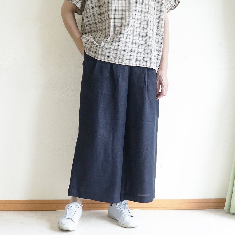Branch m‘.,ブランチエム,ナチュラル,30代,40代,50代,60代,コーデセット,コーディネートセット,セット売り,ゆったり,リネン,プルオーバー,ブラウス,Tシャツ,プルオーバーブラウス,チェックブラウス,パンツ,リネン,リネンパンツ,ワイドパンツ,タックパンツ