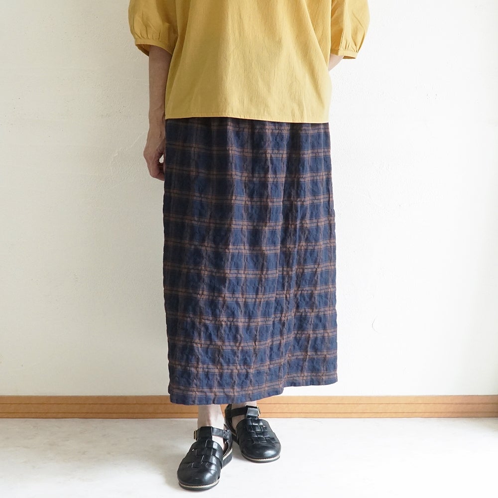 Branch m‘.,ブランチエム,ナチュラル,30代,40代,50代,60代,コーデセット,コーディネートセット,セット売り,ゆったり,コットン,綿,プルオーバー,ブラウス,ドルマン,プルオーバーブラウス,スカート,ギャザースカート,チェックスカート,チェック