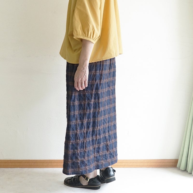 Branch m‘.,ブランチエム,ナチュラル,30代,40代,50代,60代,コーデセット,コーディネートセット,セット売り,ゆったり,コットン,綿,プルオーバー,ブラウス,ドルマン,プルオーバーブラウス,スカート,ギャザースカート,チェックスカート,チェック